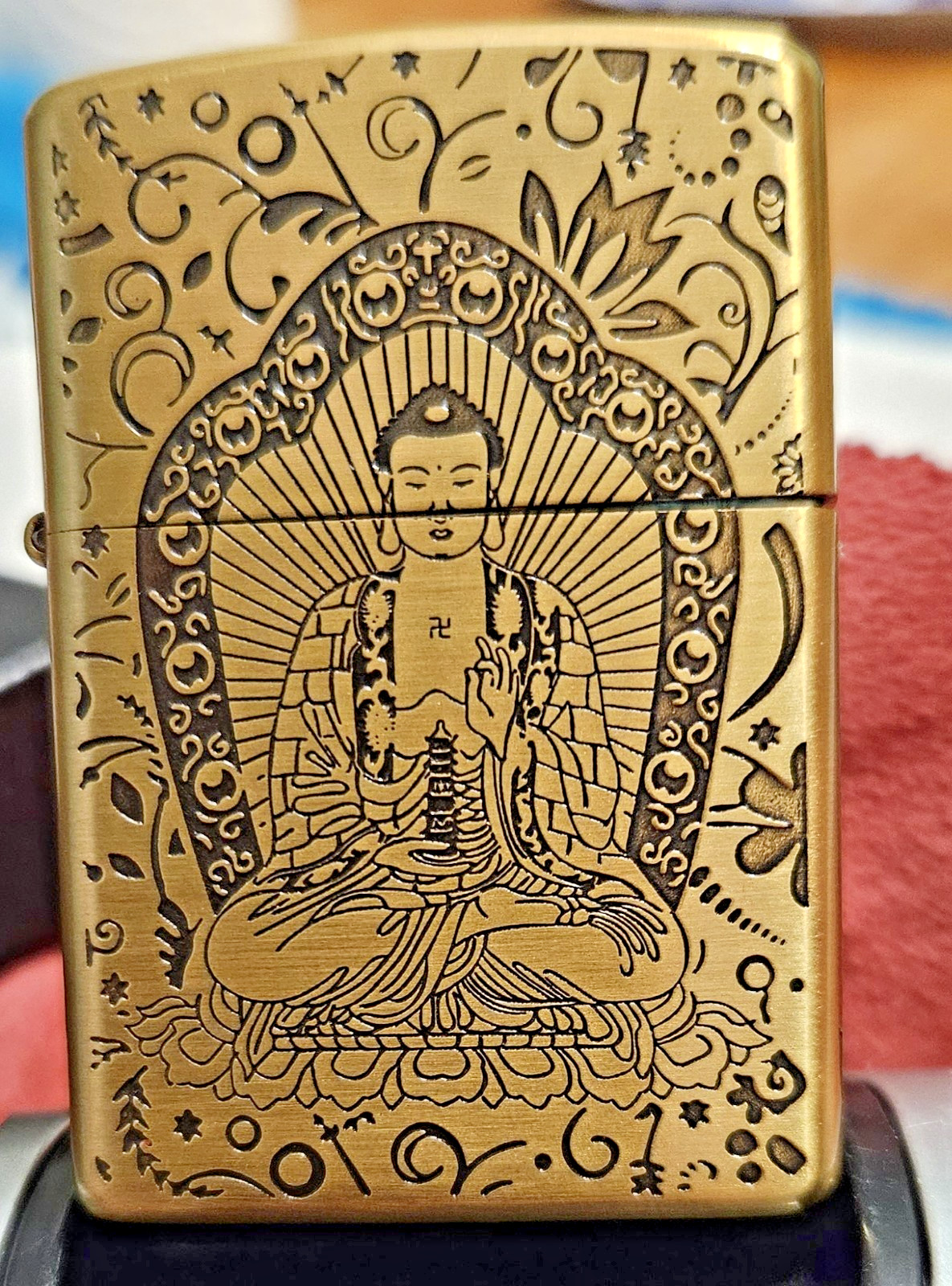 Zippo Lighter 2012 Buddha Lotus Heart Sutra, Perfection of Wisdom, 3-sides, New