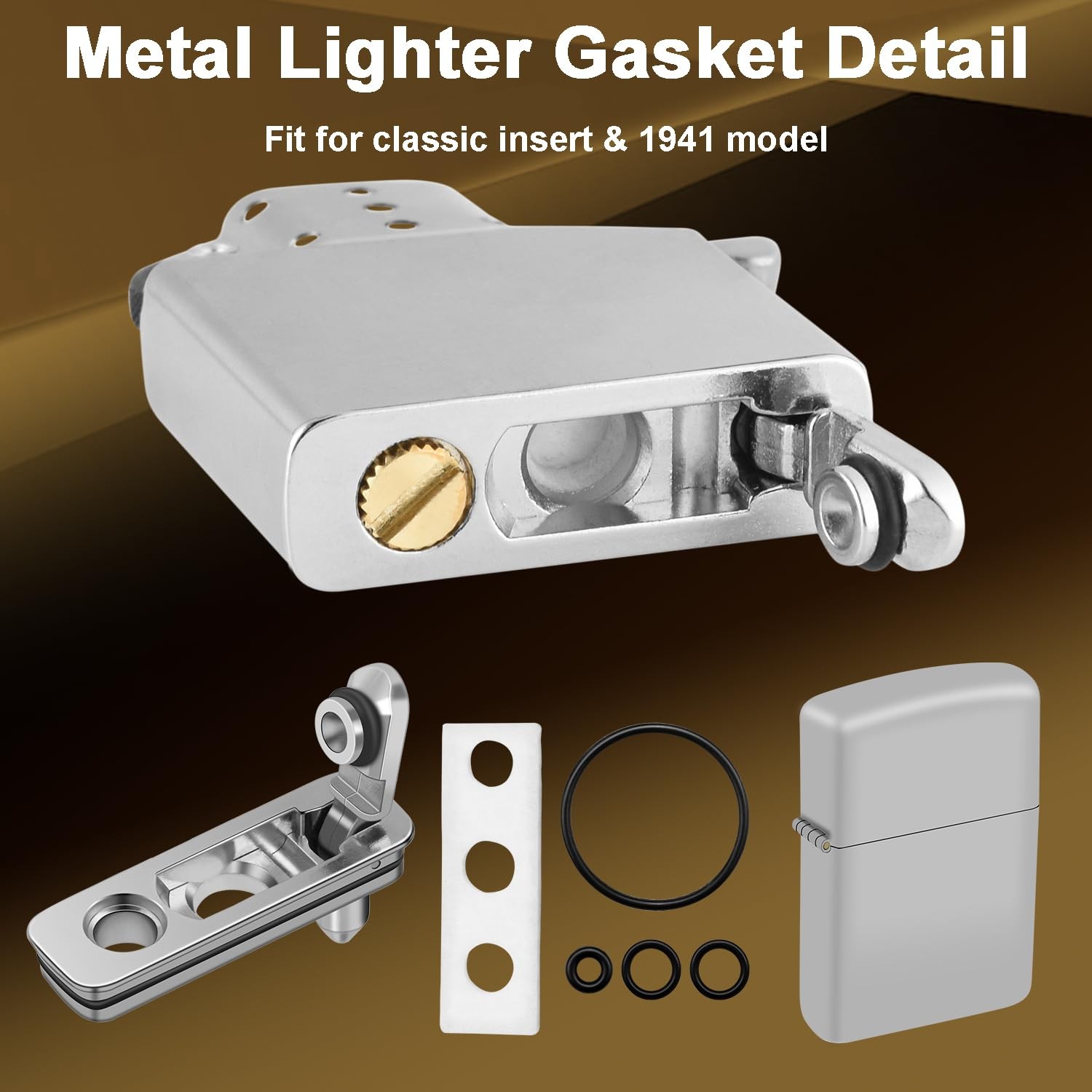 2 Set Lighter Gasket Seal Metal Repair Insert Sliver+black 2pcs