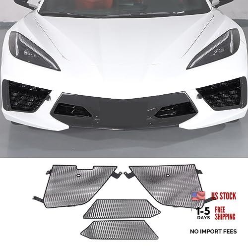 Front Intake Grill Guards Mesh Compatible with Chevrolet Corvette C8 Black