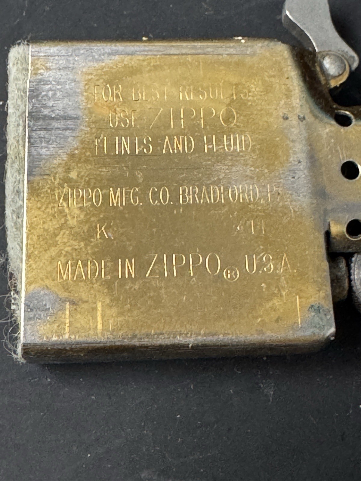 Zippo vintage Lighter K XII Black with brown leather belt holder USA tobacco