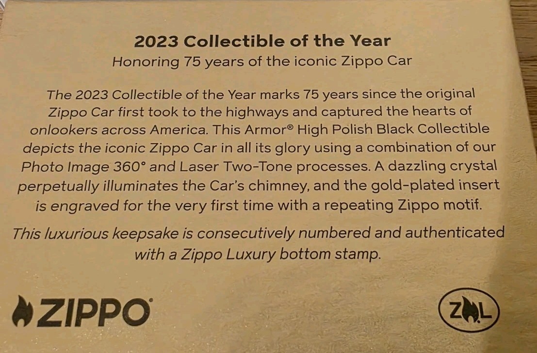 Zippo 2023 Collectible Of The Year 75th Anniversary ZIPPO CAR 1948 – 2023