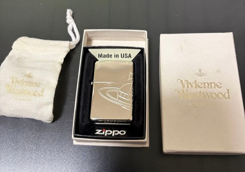 Vivienne Westwood Zippo Big Orb Logo Oil Lighter Silver w/Box Pouch Spark Tested