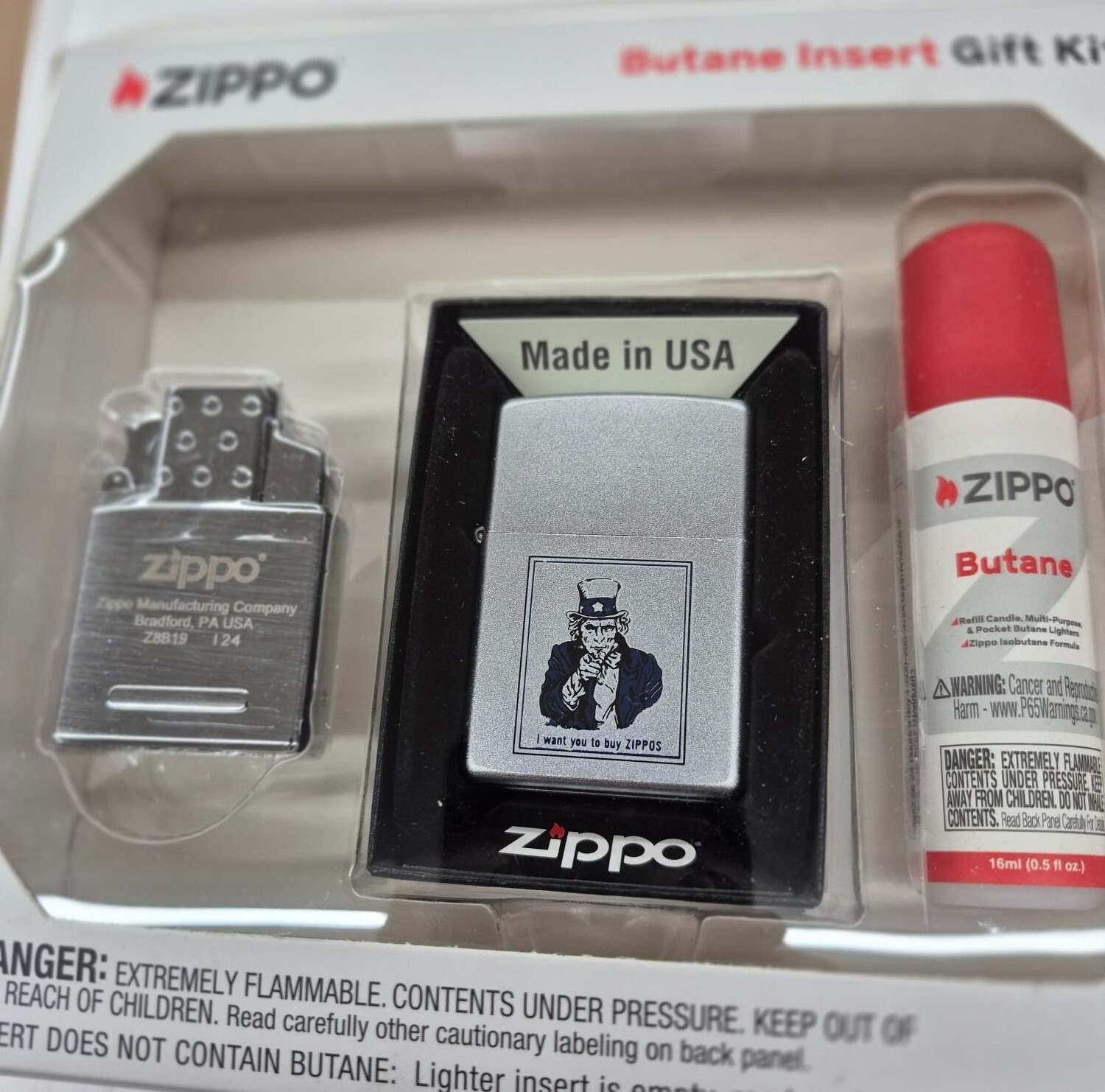Rare Patriotic Uncle Sam Zippo Lighter Gift Kit