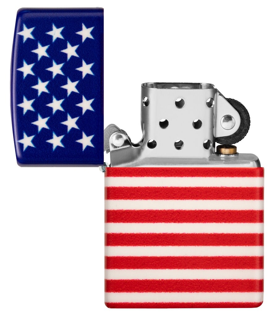 Zippo Windproof American Flag Patriotic Lighter, Wrap Around Design, 48700, NIB
