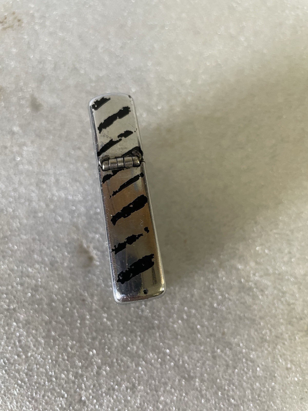 Vtg 1986 Brushed Chrome and black stripe Viietnam Era Zorro Zippo Lighter READ