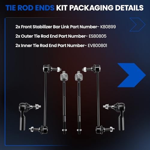 6-PC Steering Suspension Kits Compatible with Ford Mustang 2011 K80899 ES80805