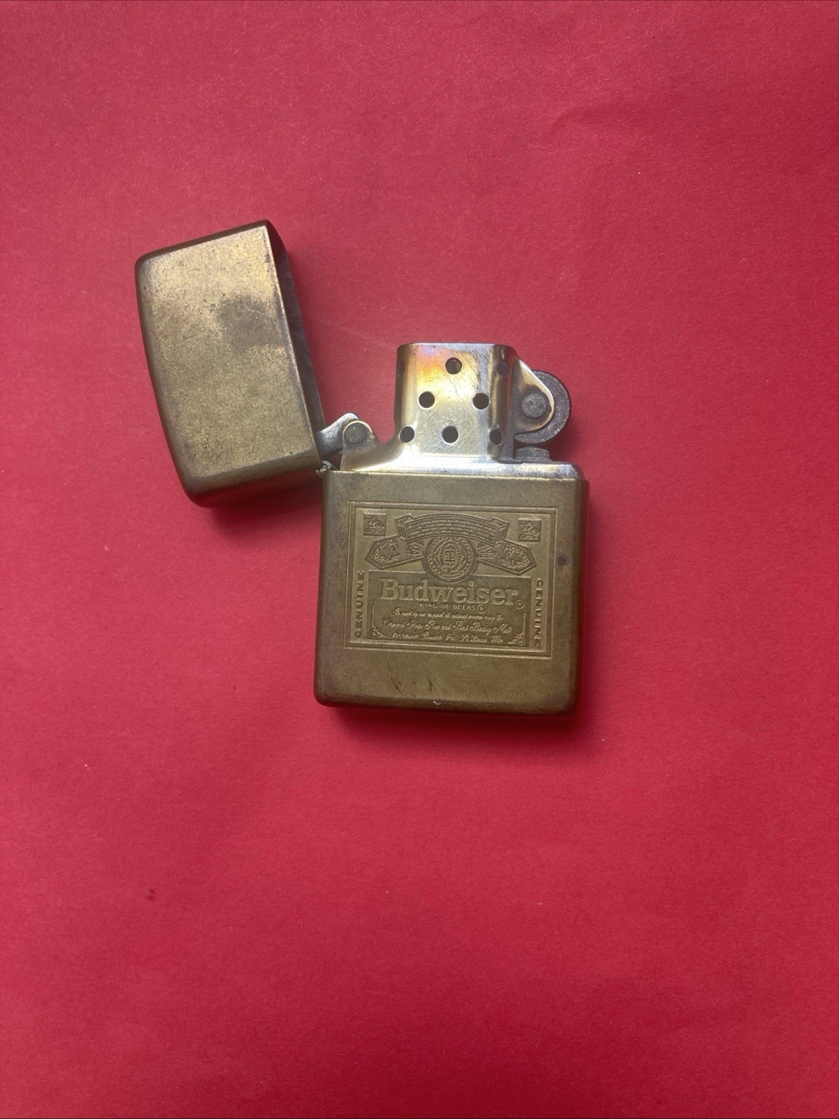 1993 Budweiser Brass Zippo Lighter Beer Advertising Barware USA Made Vintage -EL