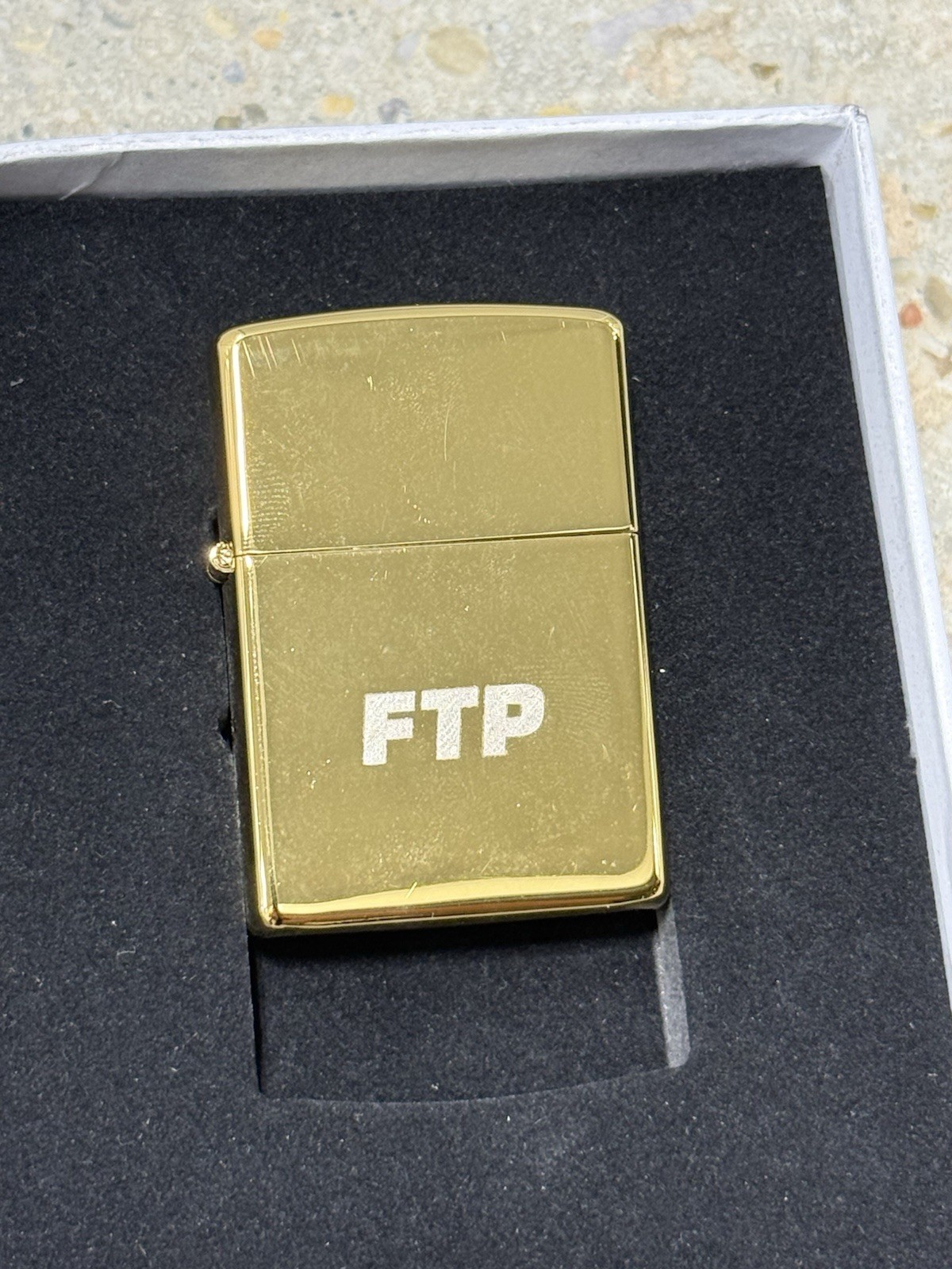 FTP Box Logo 10 YR Gold Zippo Lighter FuckthePopulation New in Plastic SS20