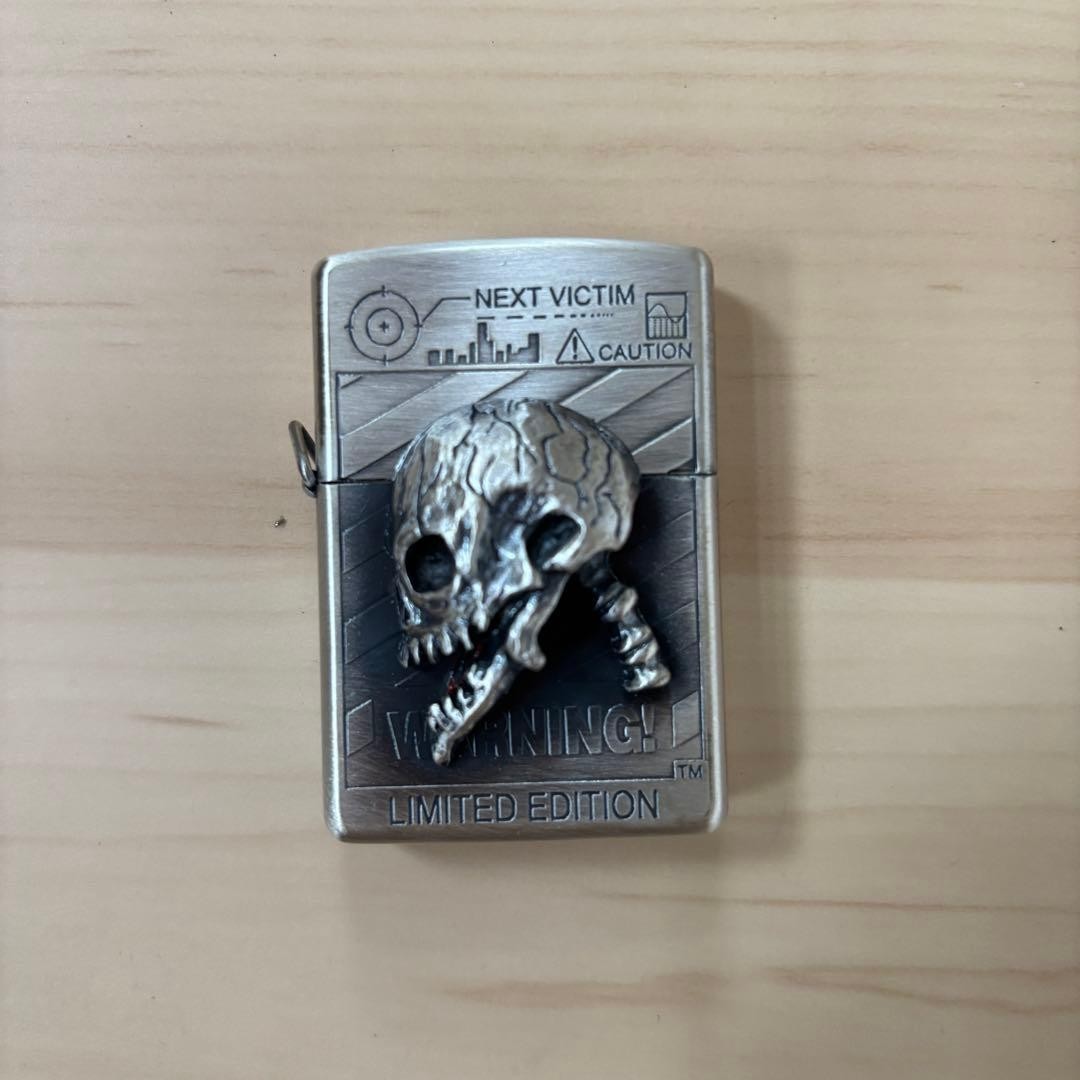 [Unused/Limited] Zippo“Warning Tricky Version” with 3D Metal Skull Wallet Chain
