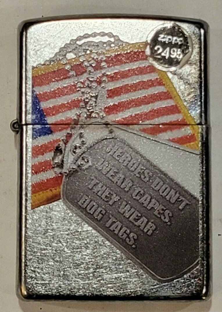 HEROES DON’T WERE CAPES, THEY WERE DOG TAGS – Zippo Lighter (STORE TAKE OUTS)