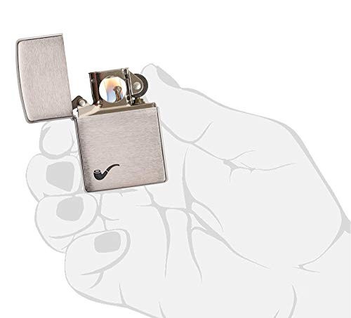 Brushed Chrome Black Pipe Lighter for Unisex Adults – Perfect for Smoking & Gift