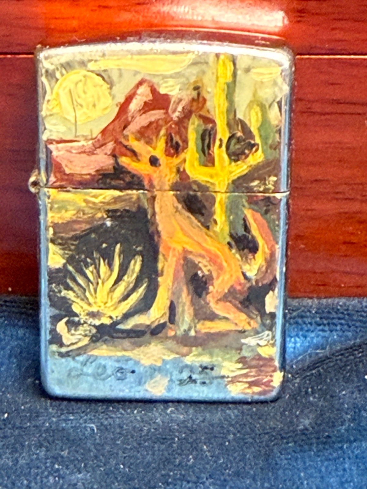 👀 One Of A Kind Folk Art Zippo Lighter Hand Painted Signed By Leo 👀