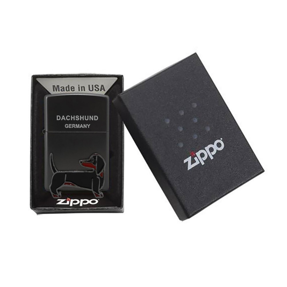 Zippo lighter Classic KR Custom/ Black Pearl Base Dachshund New in Box