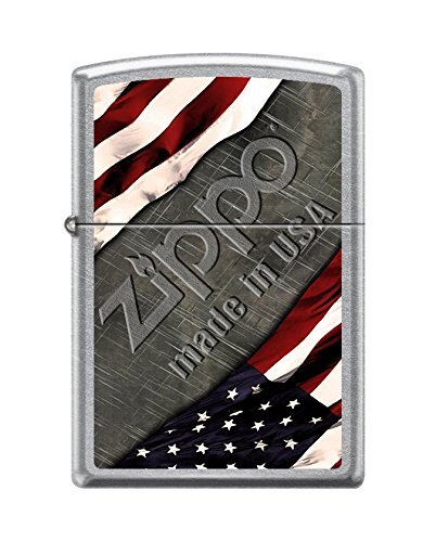 Zippo USA Flag-Made in USA Street Chrome Finish Lighter, 1276