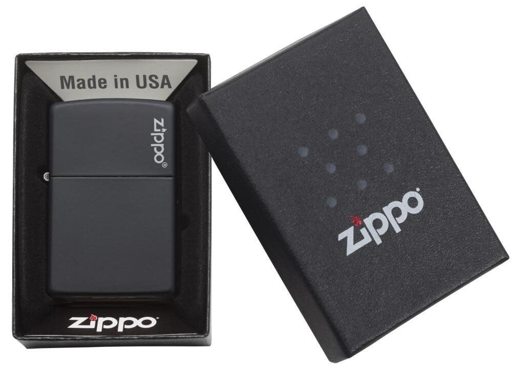 Zippo 218ZL, Classic Black Matte Finish Lighter, Zippo Logo, Full Size
