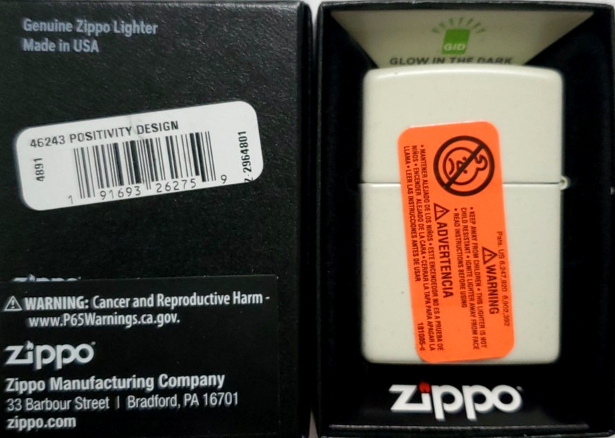 Zippo Lighter Positivity Design Glow In The Dark 46243 #52N