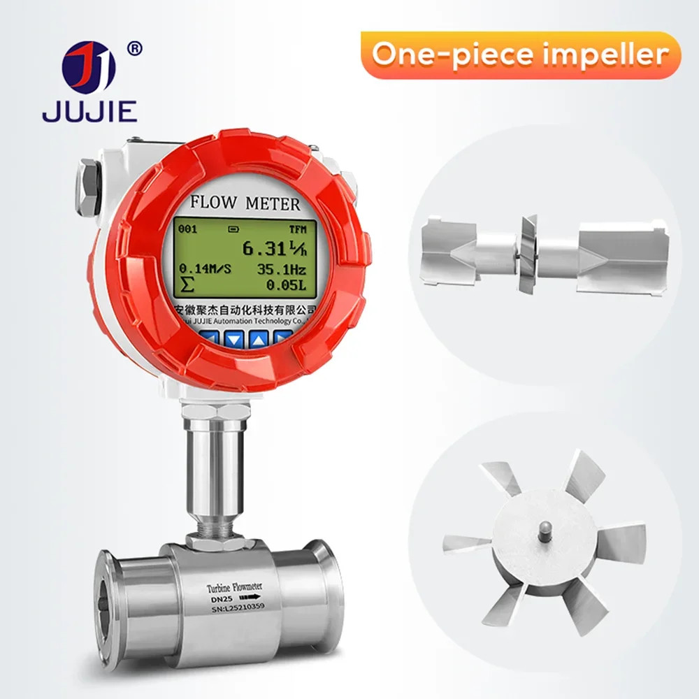 Digital Display Turbine Flow Meter Food Grade Stainless Steel OEM Water Fuel Oil