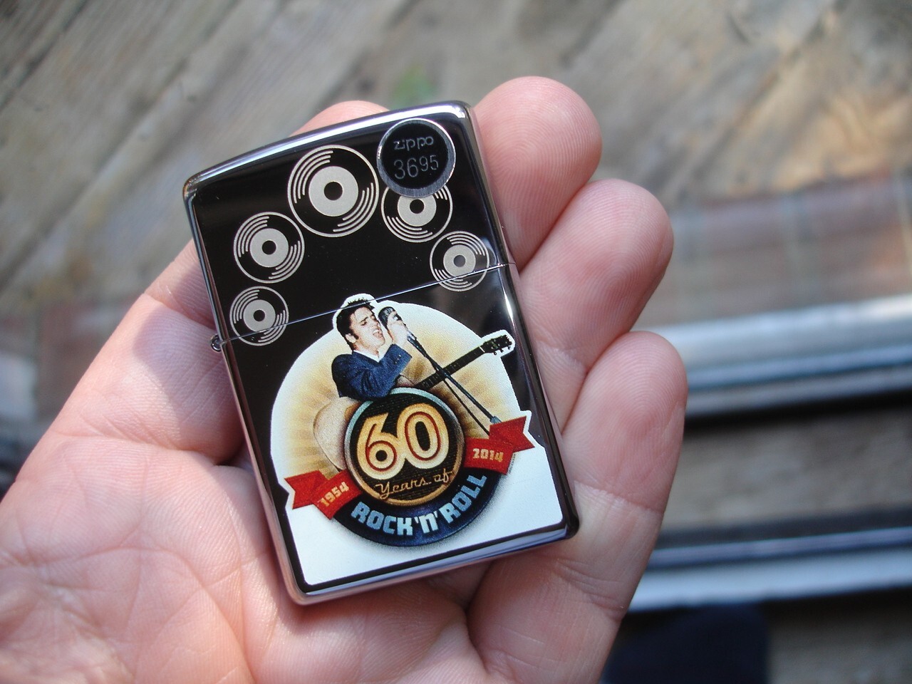 2014 Elvis Presley CHROME ZIPPO Lighter 60 years Rock ‚N Roll vinyl record 28803