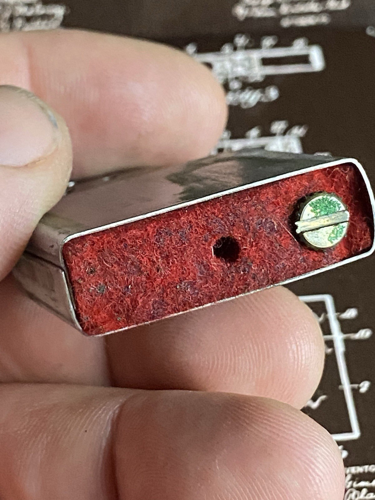 USS Everglades AD24 Zippo Lighter 1966 Town & Country Hand Painted Red Felt box