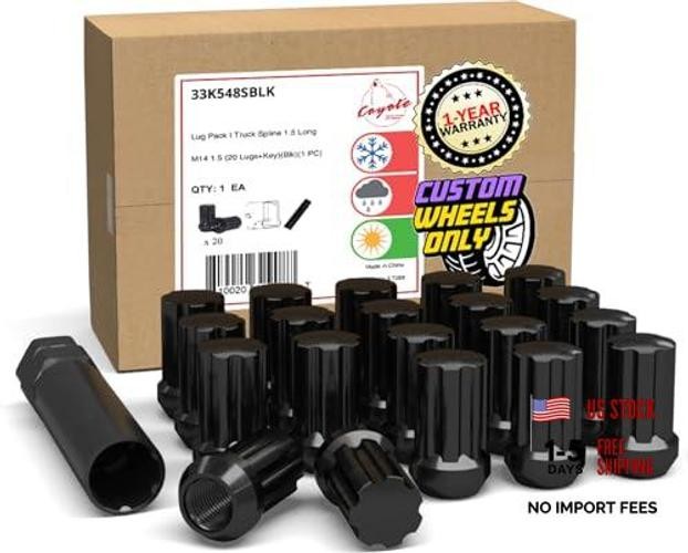 20 Pcs M14x1.5 Thread Short Truck 20 Pack Black Spline – Sunny Climate (Value)