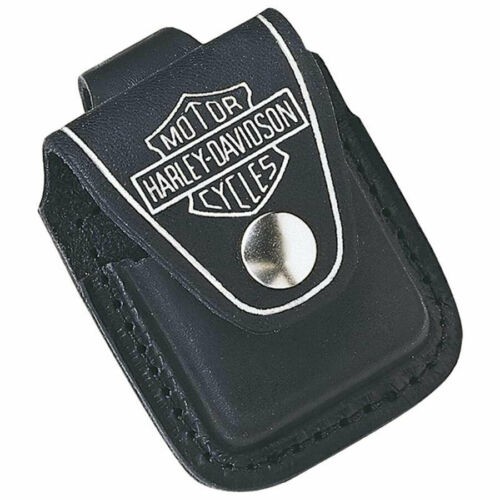 Zippo Lighter Pouch Black Leather Harley Davidson Logo (HDPBK)