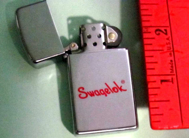 Swagelok Slim Zippo Lighter — High Polish Chrome -Unused ?-In Original Box