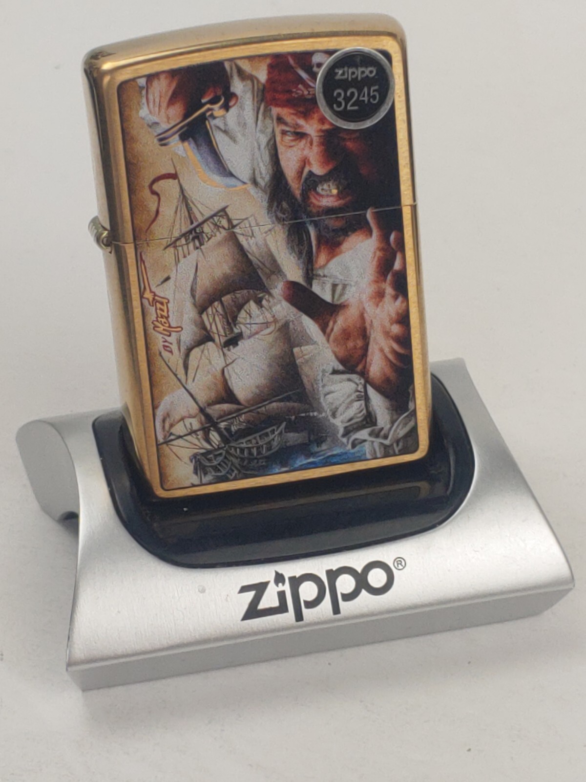 Zippo 29781 MAZZI PIRATE on Brushed BRASS Windproof Lighter – AUG (H) 2018
