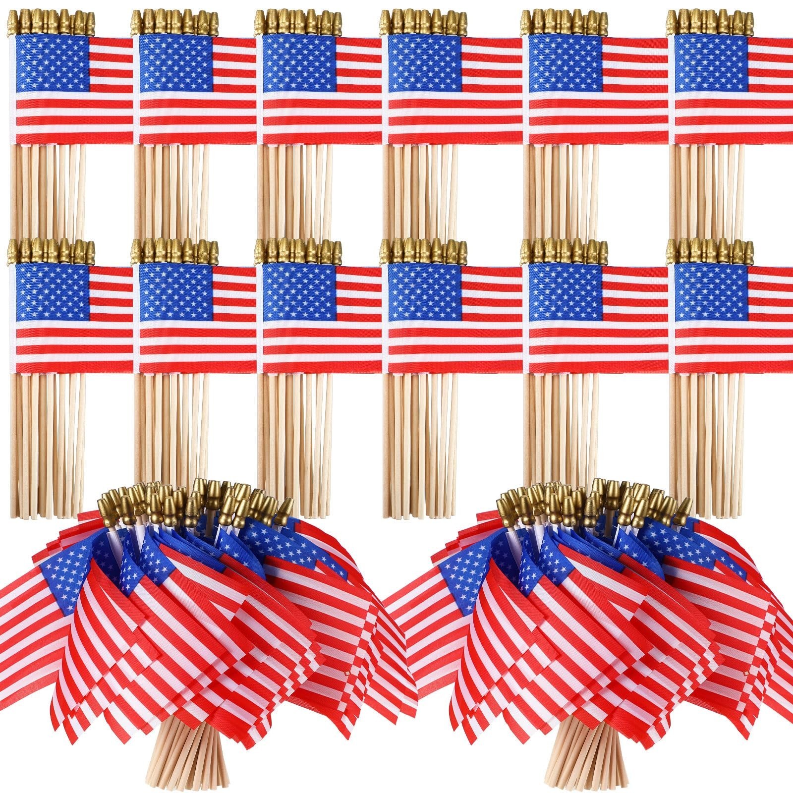 Peryiter 700 Pcs Small American Flags on Stick 4×6″ Mini Handheld USA Flag Po…