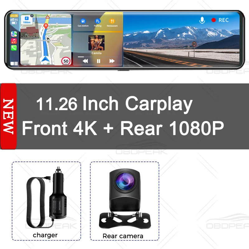 K4 11.26 Inch Carplay & Android Auto 4K 2160P Wifi Dash Cam Rearview Mirror Car