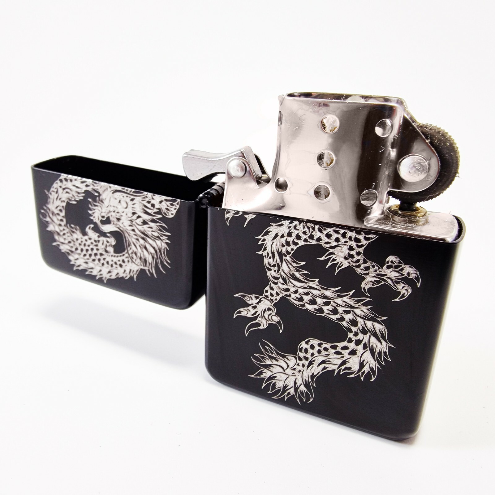 BRAND NEW – DESIGNED BRUSHED STYLED CIGARETTE PETROL LIGHTER – Chinese Dragon