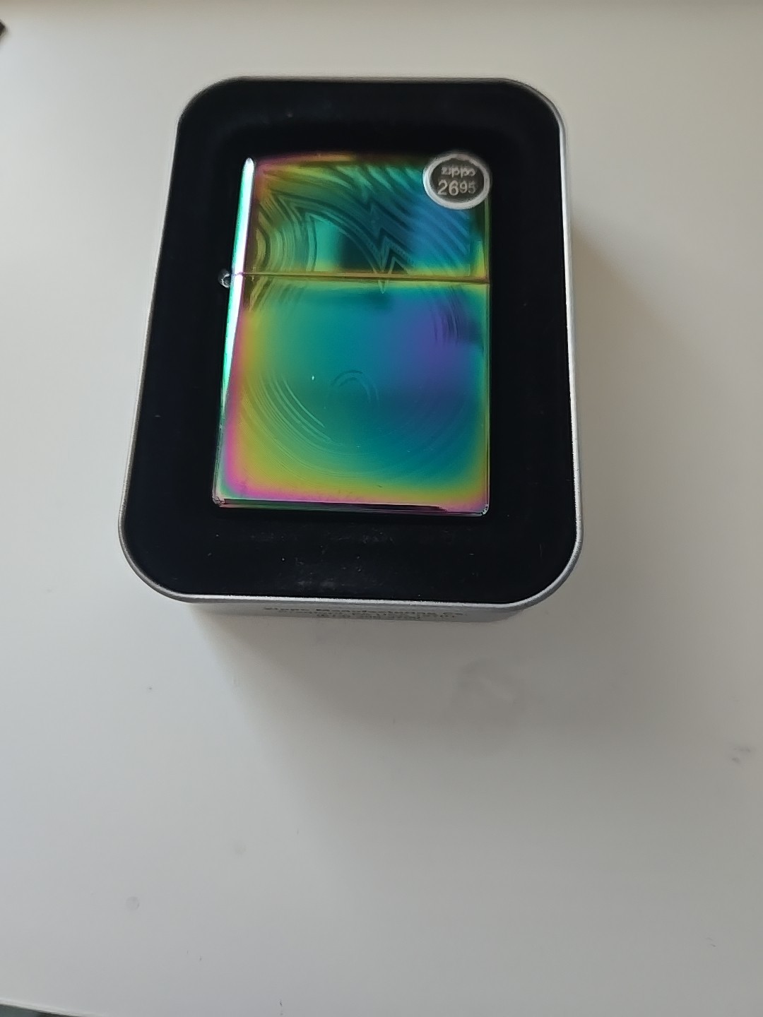 2004 GENUINE Zippo Windproof Lighter Metallic Rainbow Finish Multicolor C-03