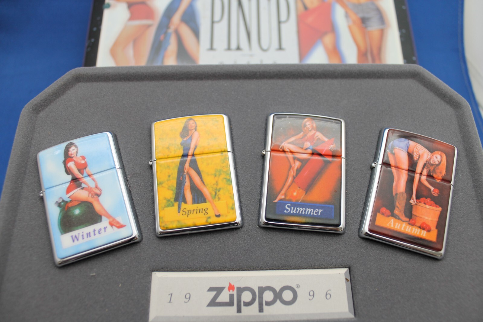 ZIPPO 1996 ZIPPO SALUTES PINUP GIRLS. Limited Edition 4 lighter Set In Tin. NEW.