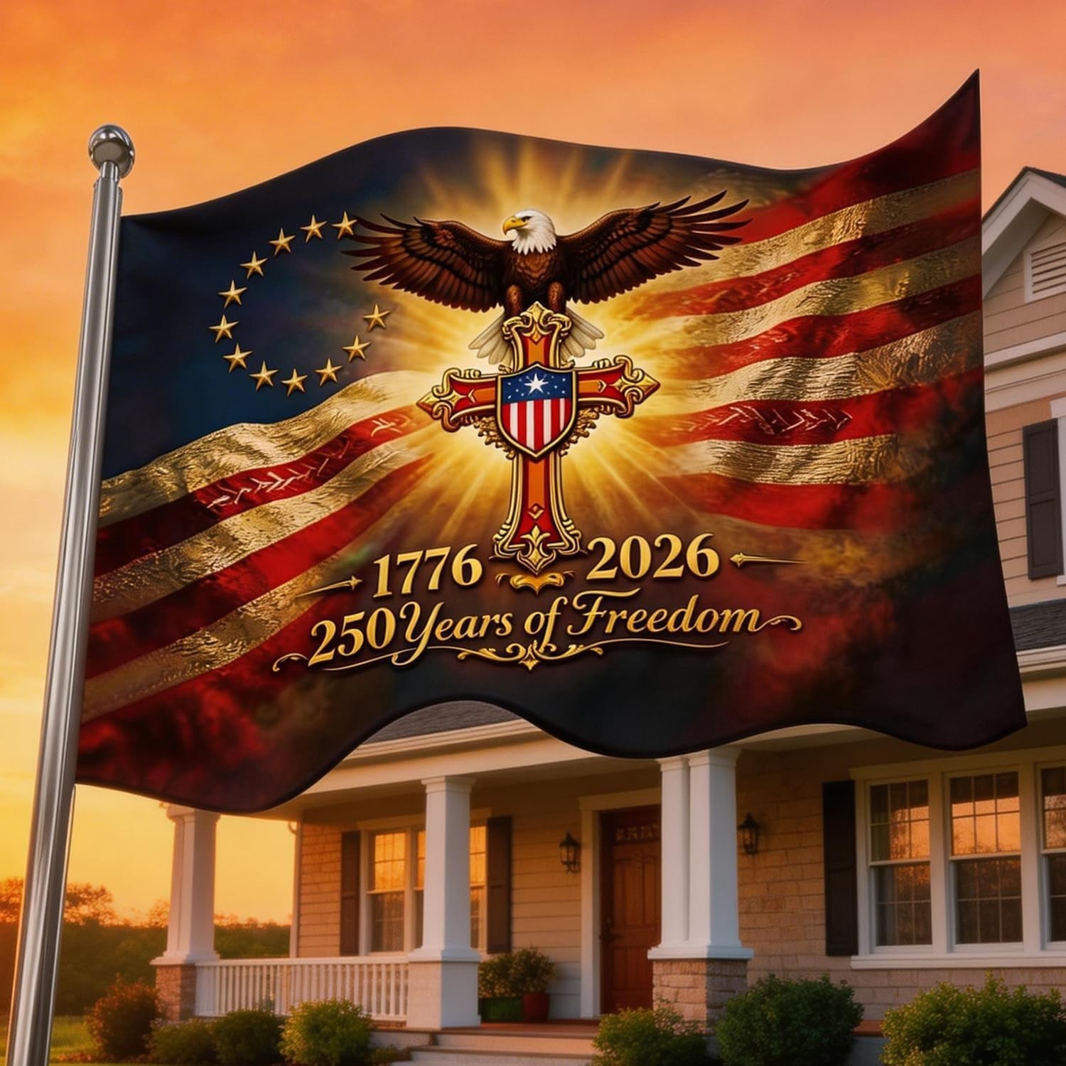 250 Anniversary USA Flag Patriotic 250th Anniversary Flag 3×5 Ft Double Sided…