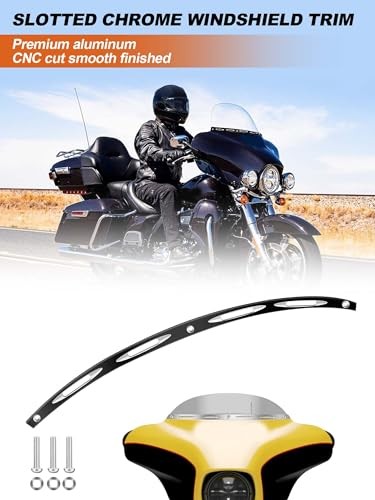 Windshield Trim Motorcycle Windscreen CNC Cut Fit for Harley 1996-2013 Black