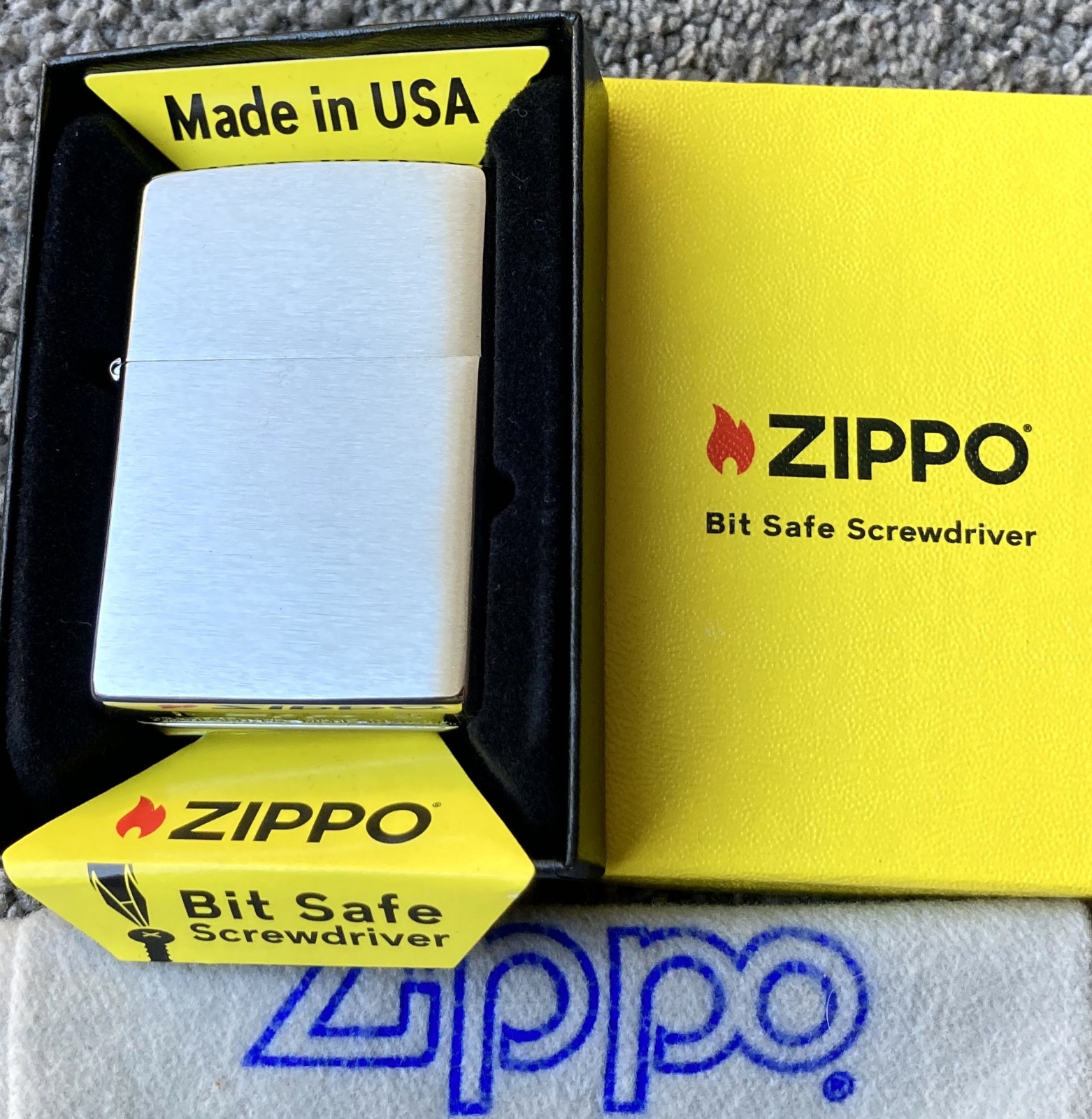 ZIPPO BIT SAFE INSERT 4 in 1 IN BRUSHED CHROME Case GREAT GIFT Collector 40702