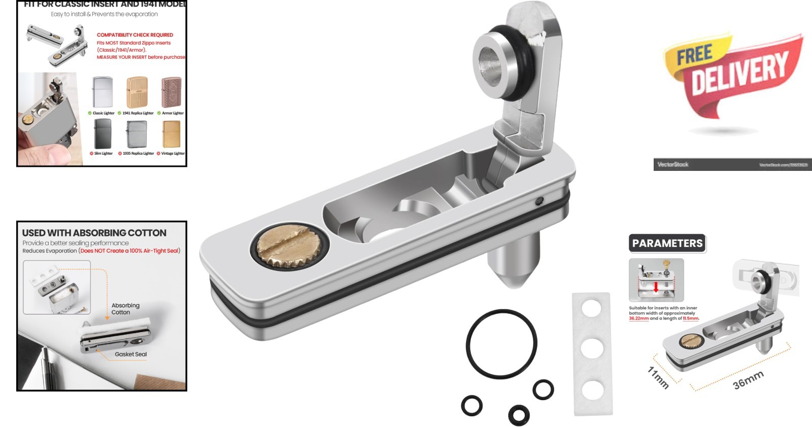 Durable Zippo Lighter Gasket Seal with Easy-Install Cotton Felt & Flint Slot