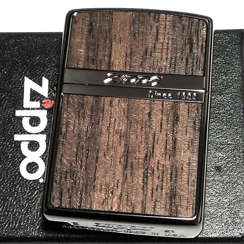 Zippo Oil lighter Rose Wood Light Neo Black Stripe Regular Case Japan