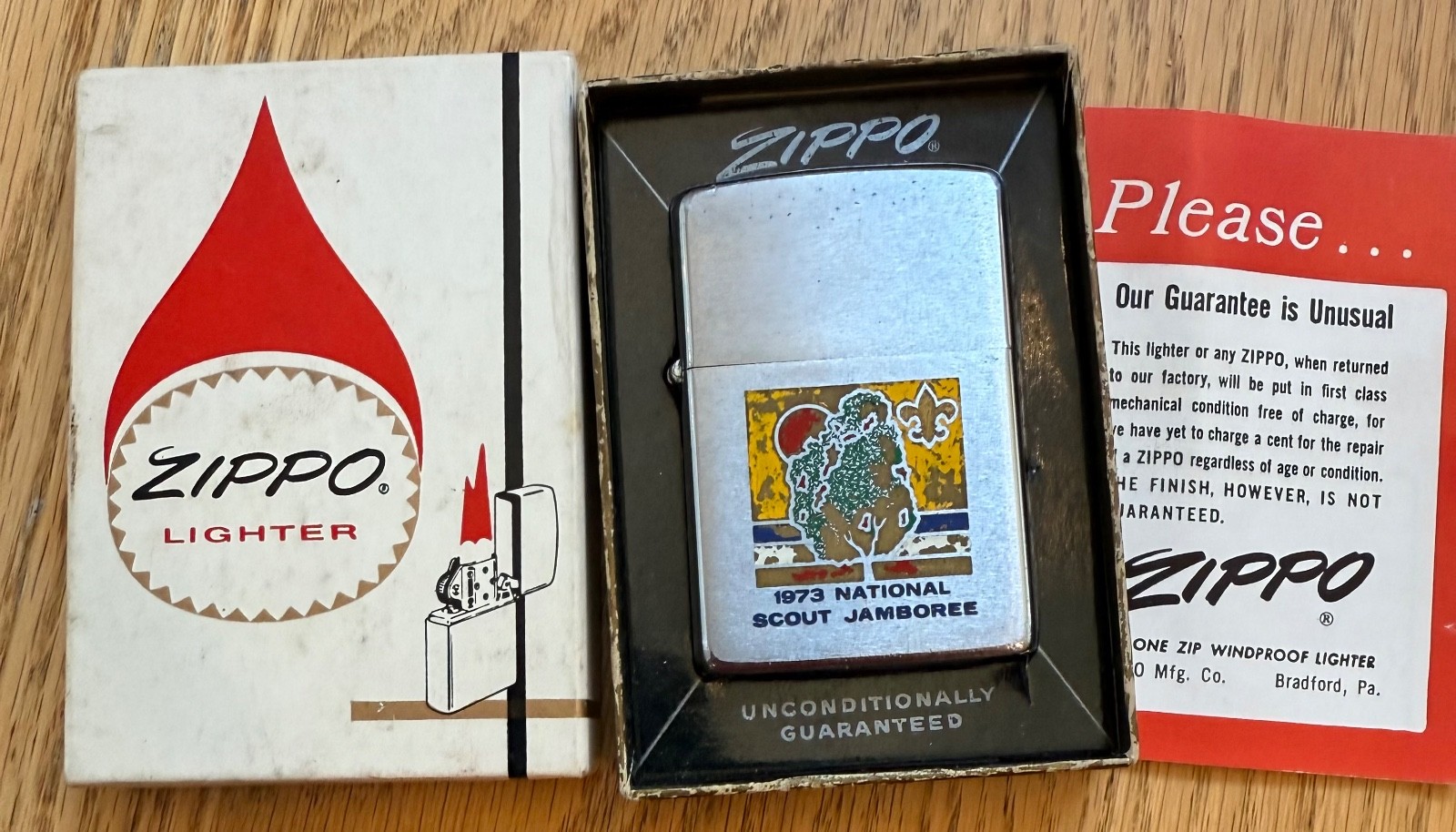 VINTAGE ZIPPO BOY SCOUTS NATIONAL JAMBOREE LIGHTER USED IN BOX