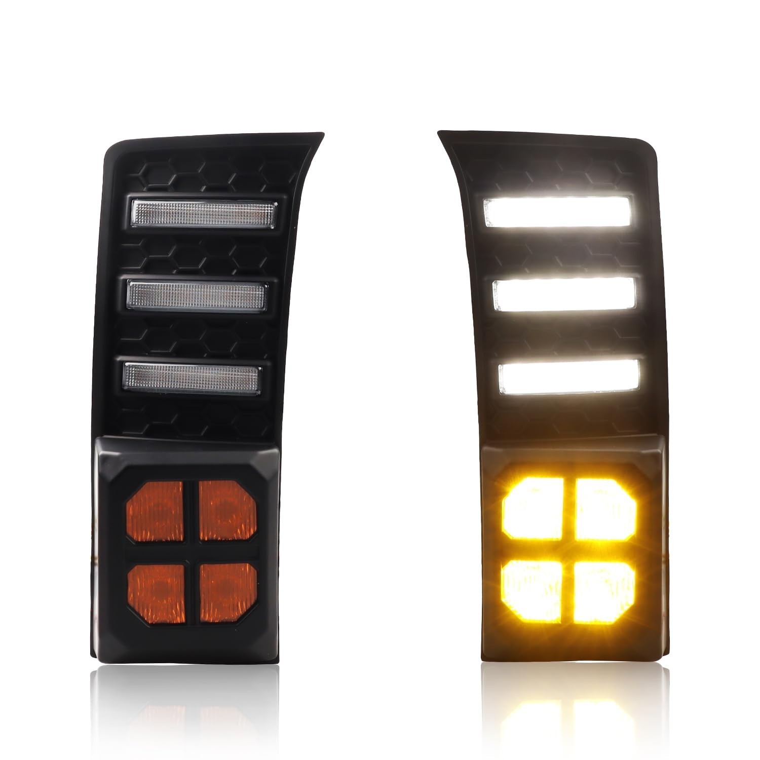 Front Sequential LED Fog Lights for 2022-2025 Toyo-ta Tundra, Clear Lens Ambe…