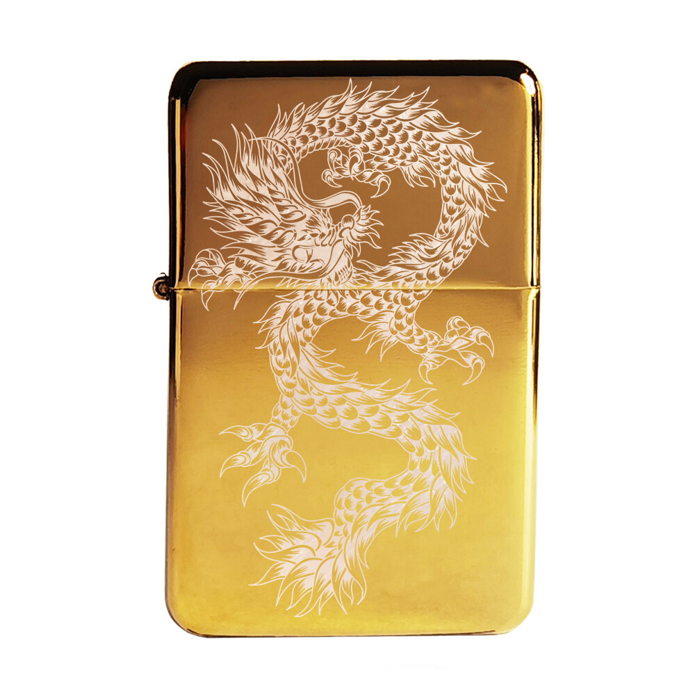 BRAND NEW – DESIGNED BRUSHED STYLED CIGARETTE PETROL LIGHTER – Chinese Dragon