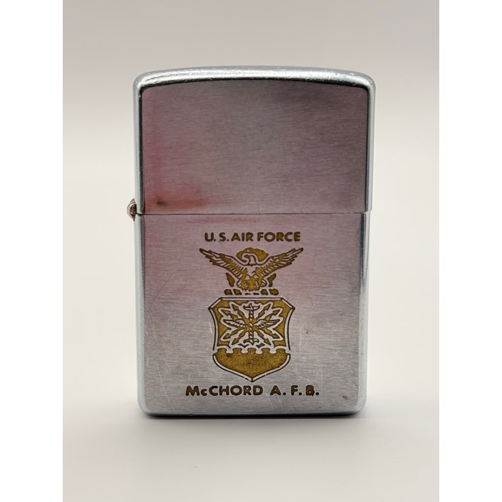 1975 Zippo McChord AFB US Air Force Crest Chrome Lighter Military Vintage USA