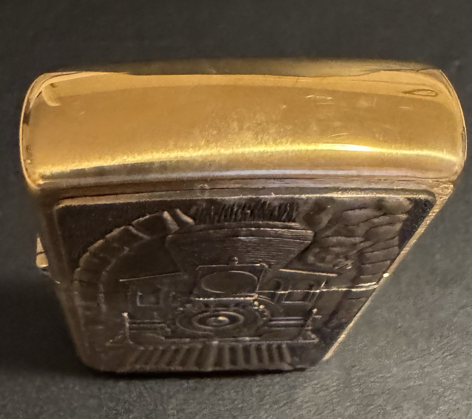 Vintage Zippo Solid Brass Steam Locomotive Train Lighter w/ Box & Papers