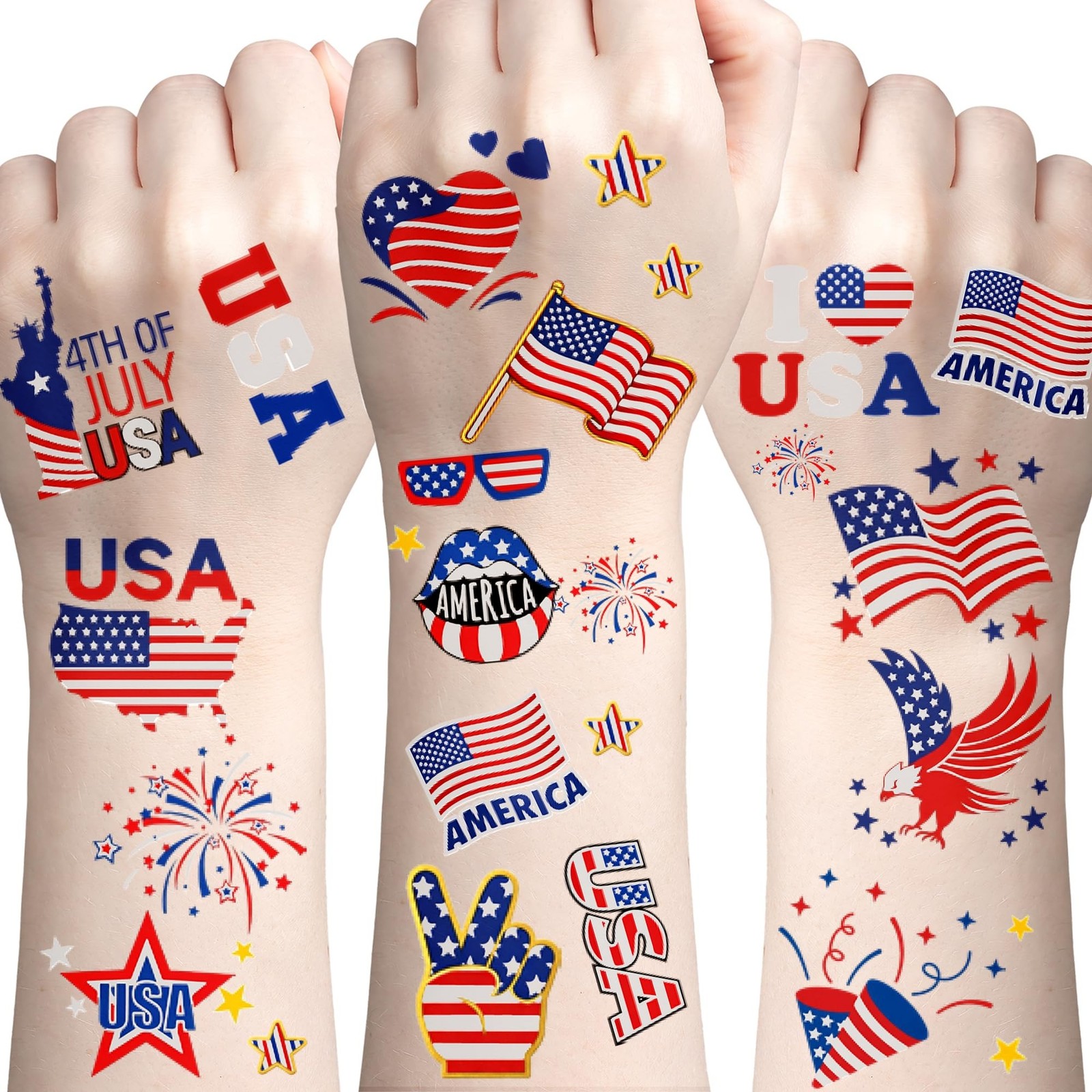 Itscolofy 4th of July Glitter Freckle Tattoos, Patriotic Temporary Tattoos St…