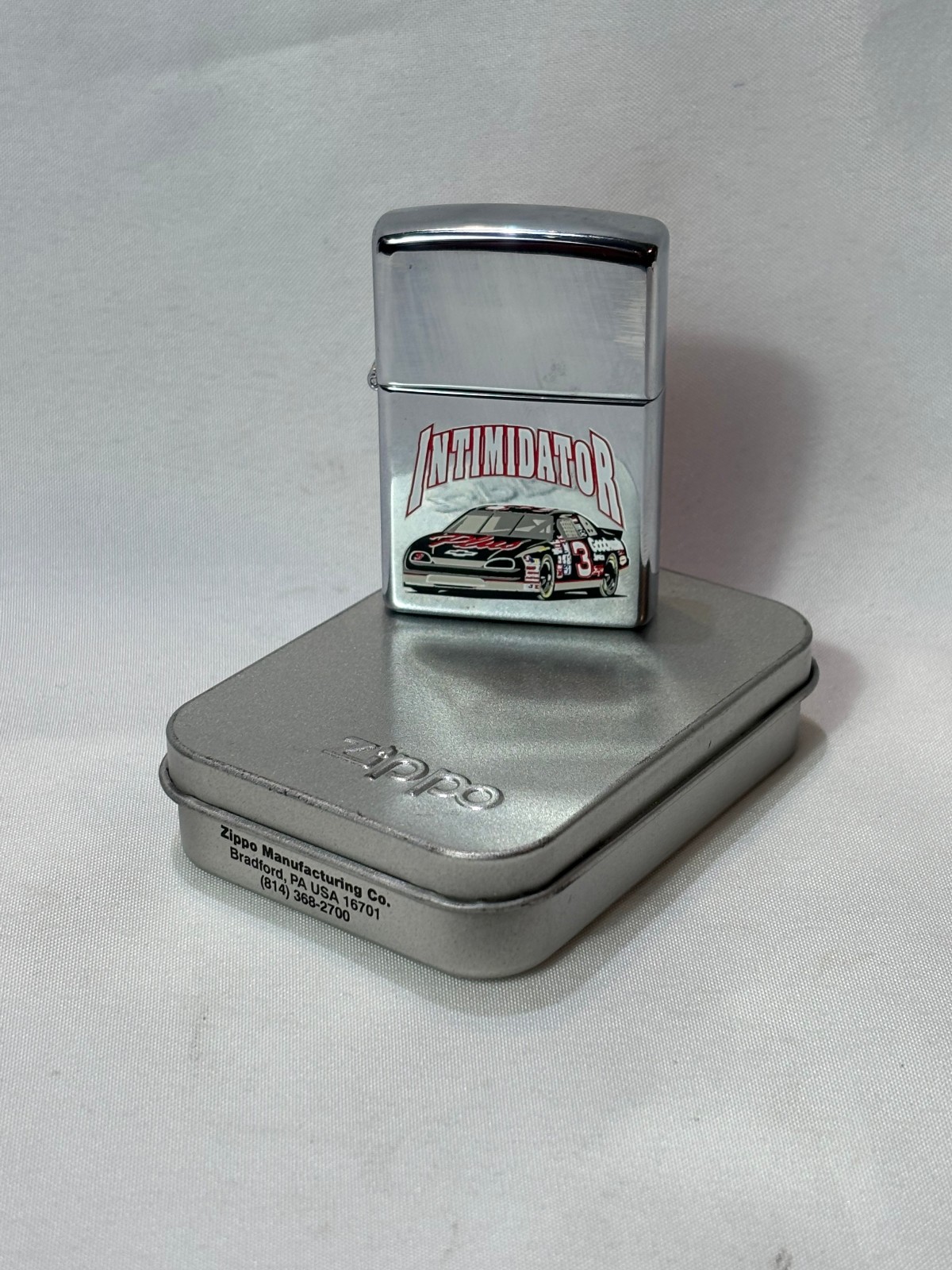 1998 ZIPPO Lighter DALE EARNHARDT #3 Intimidator Nascar Sticker Sealed In Tin