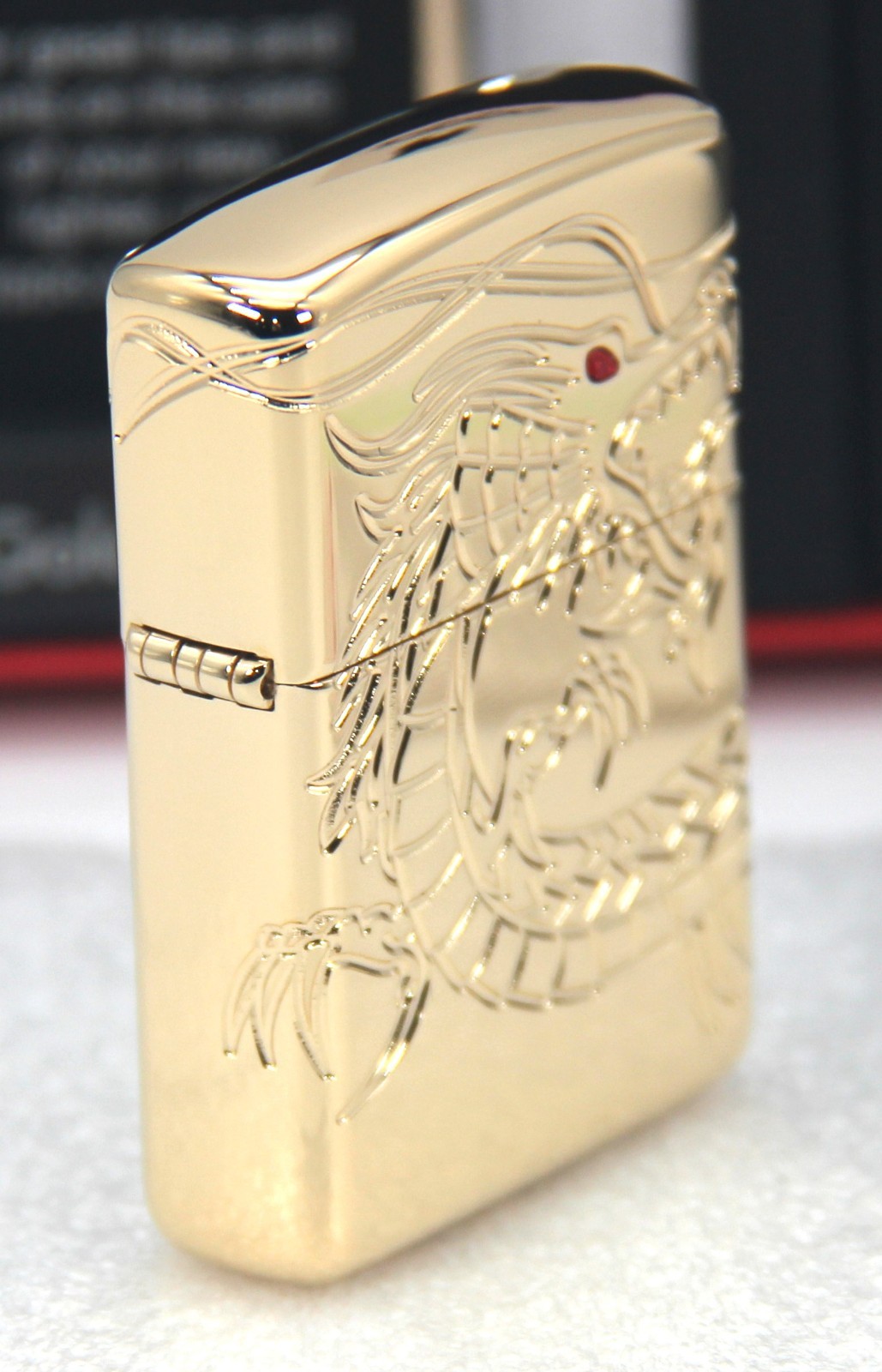 ZIPPO LIGHTER CHINESE DRAGON GOLD PLATED ARMOR 360° MULTICUT ENGRAVING NEW