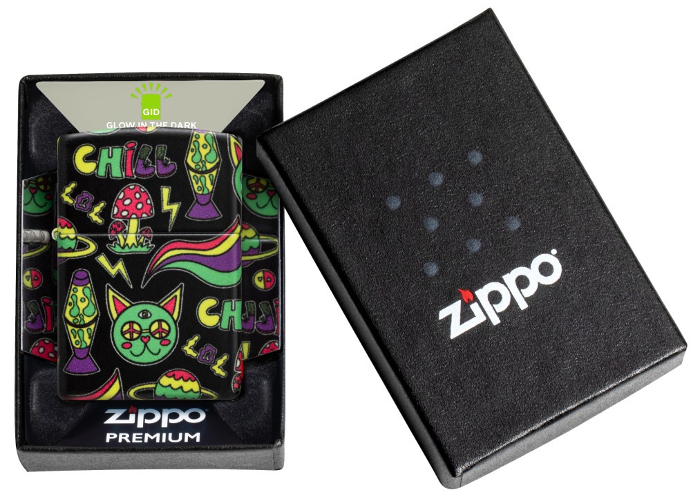 Zippo Glowing Chill Design Glow-in-the-Dark Green Windproof Pocket Lighter, 4…