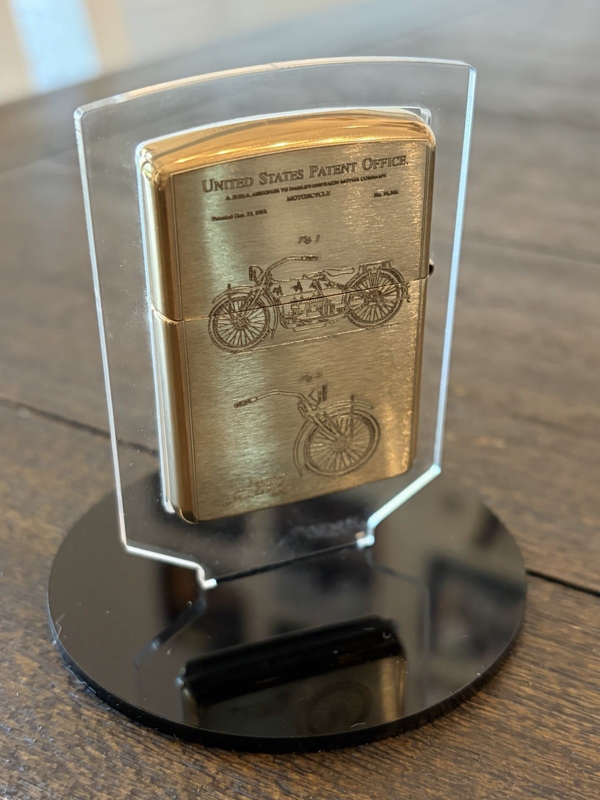 Custom Engraved Brushed Brass Zippo Harley Davidson Patents EDC Gift armor case