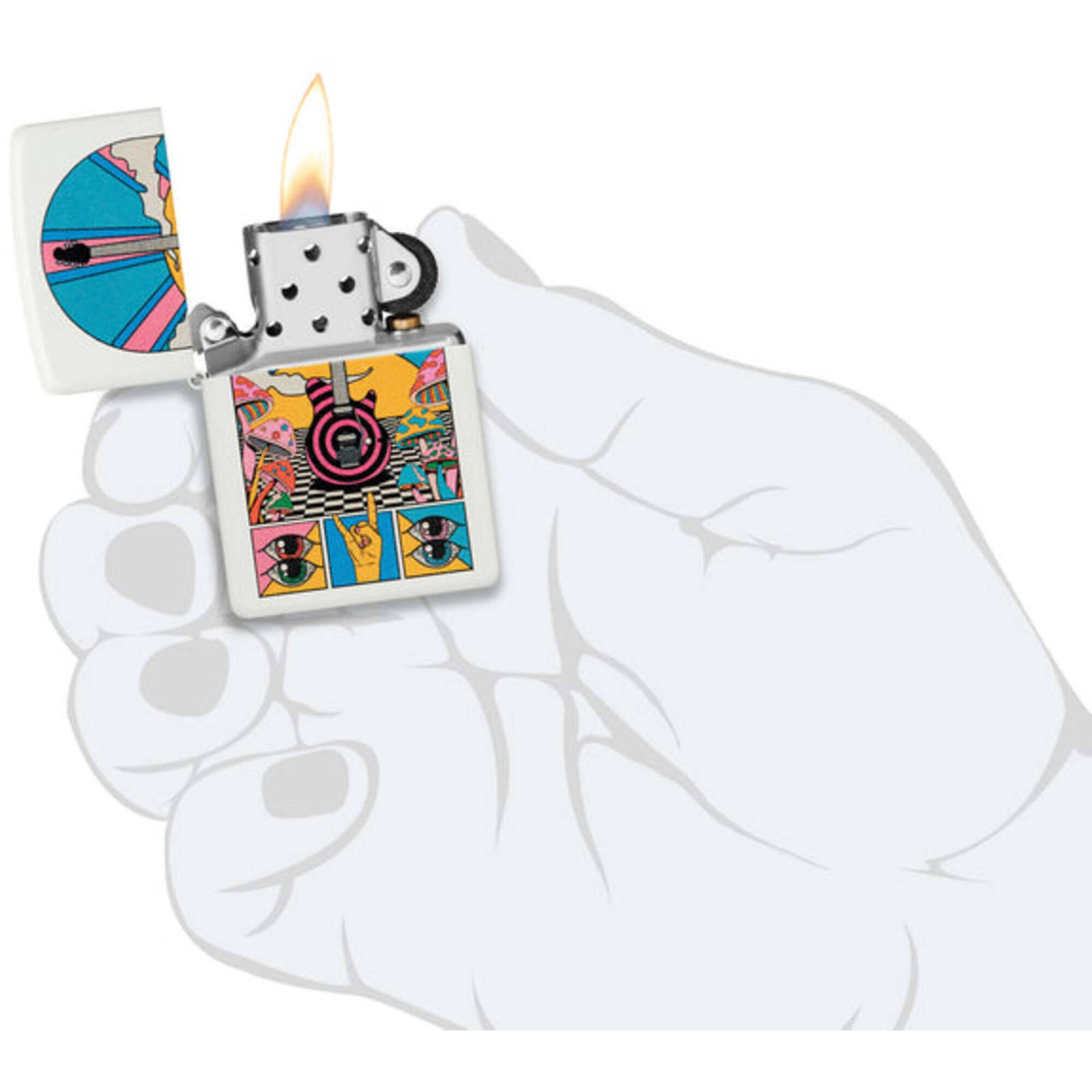 Zippo Windproof Lighter Retro Music with Color Image Design White Matte 46167