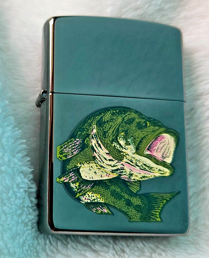 Zippo Lighter 2003 Zippo Outdoor Series: FISH, Black Ice, New in Box