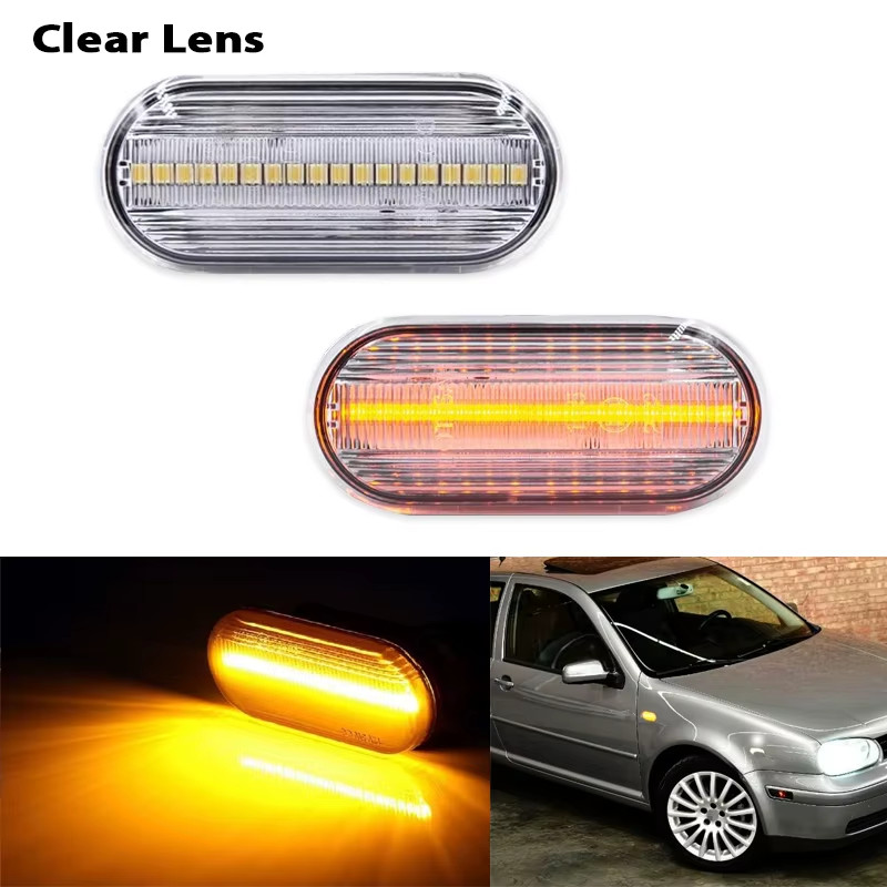 2pcs Euro Style Smoked Lens Amber LED Side Marker Lights For Volkswagen MK4 Golf